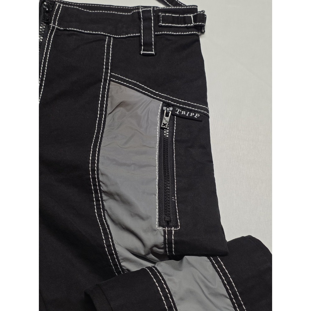 Tripp NYC Gothic Reflector Panel Bondage Pants Unisex Sz L Black Utility Straps - Picture 7 of 8